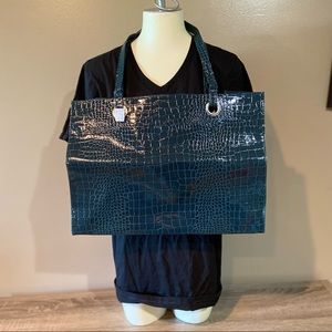 Large Green Faux Croc Skin Tote